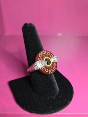 Retired Legacy Silpada "Regal" Carved Carnelian Statement Ring R2451